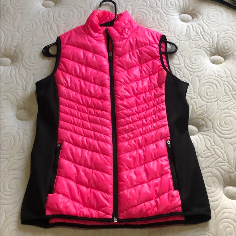 Neon Pink Puffer Zip Up Vest